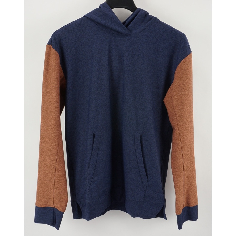 Outdoor Voices Men's Small Blue Brown Colorblock Jersey Stretch Athletic Hoodie